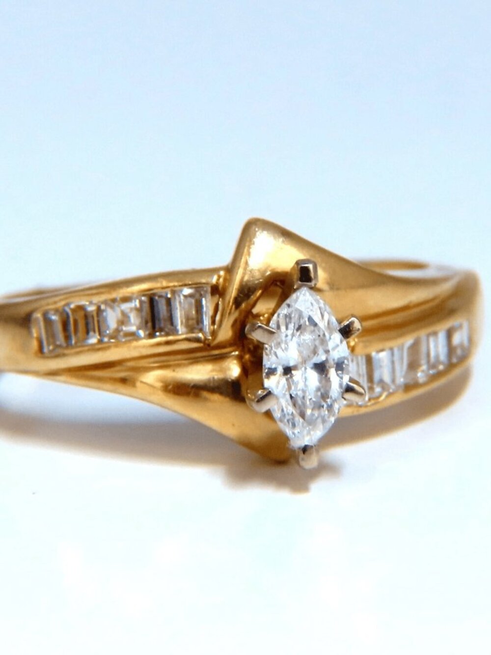 .53ct Natural Marquise Cut Natural Diamond Ring 14kt. Raised*